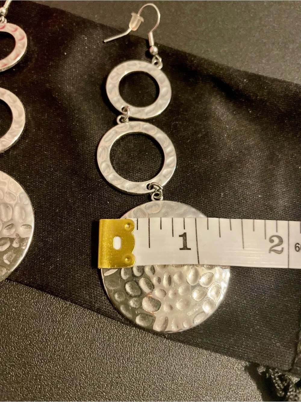 Hammered METAL Silver-rTone Drop Earrings - Women Jewelry